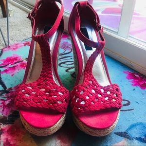 Material Girl red wedges SZ9